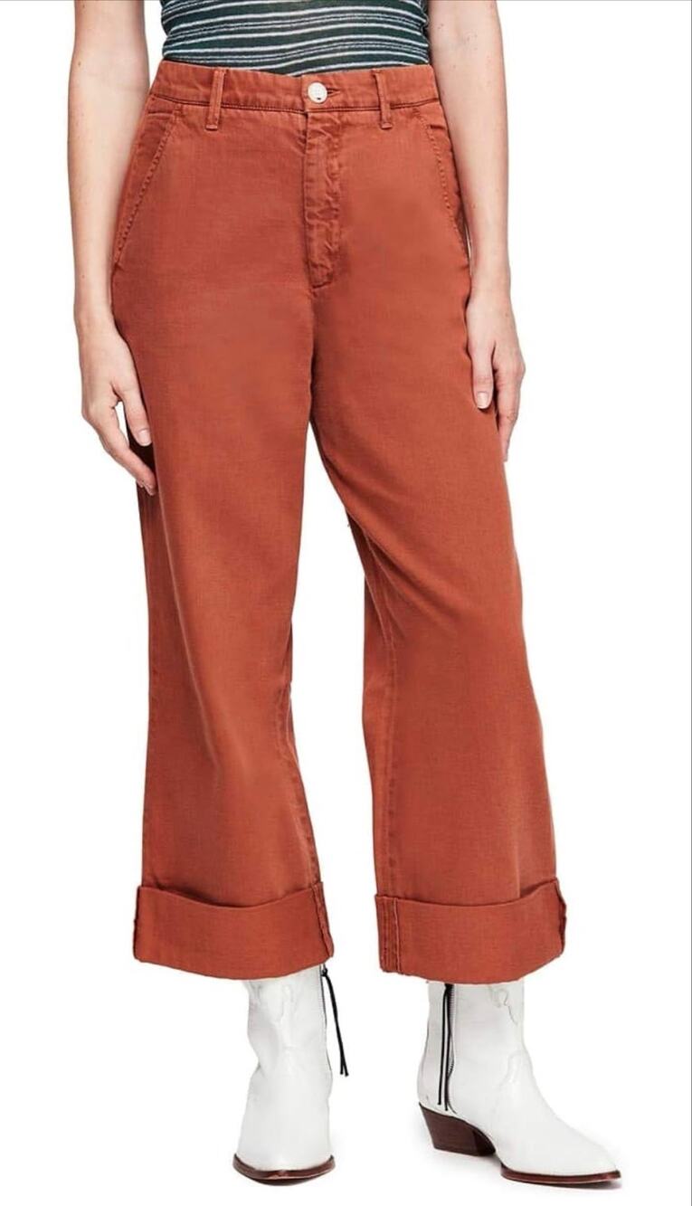 Free People On My Mind Cropped Cuffed Wide Leg Pants